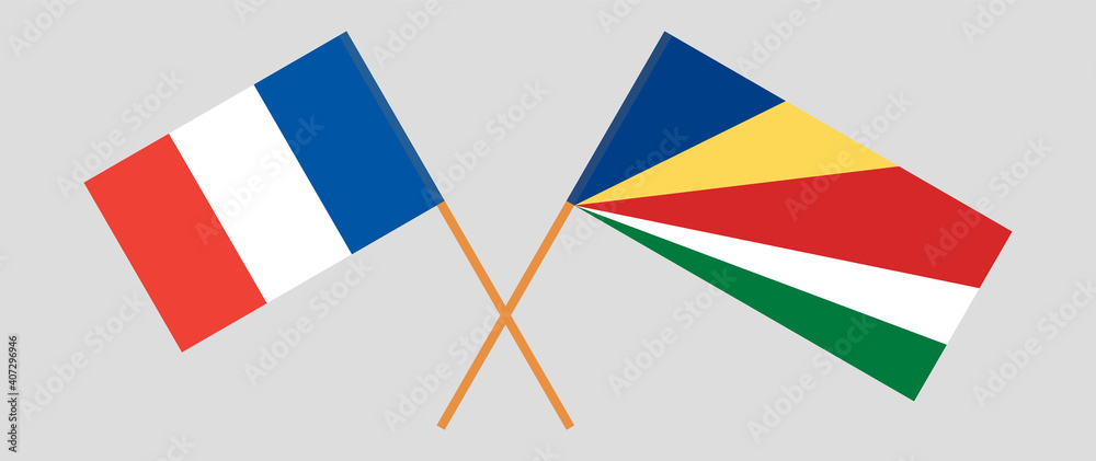 Crossed flags of France and Seychelles Crossed flags of France and Seychelles