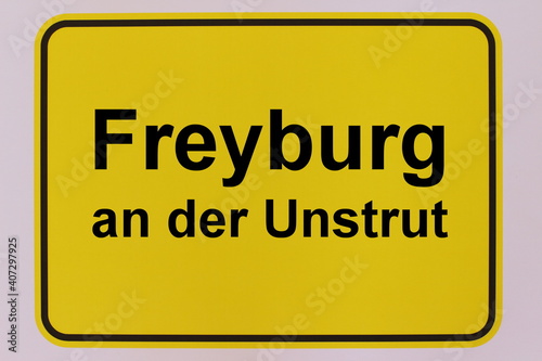 Illustration eines Stadteingangsschildes der Stadt Freyburg an der Unstrut photo