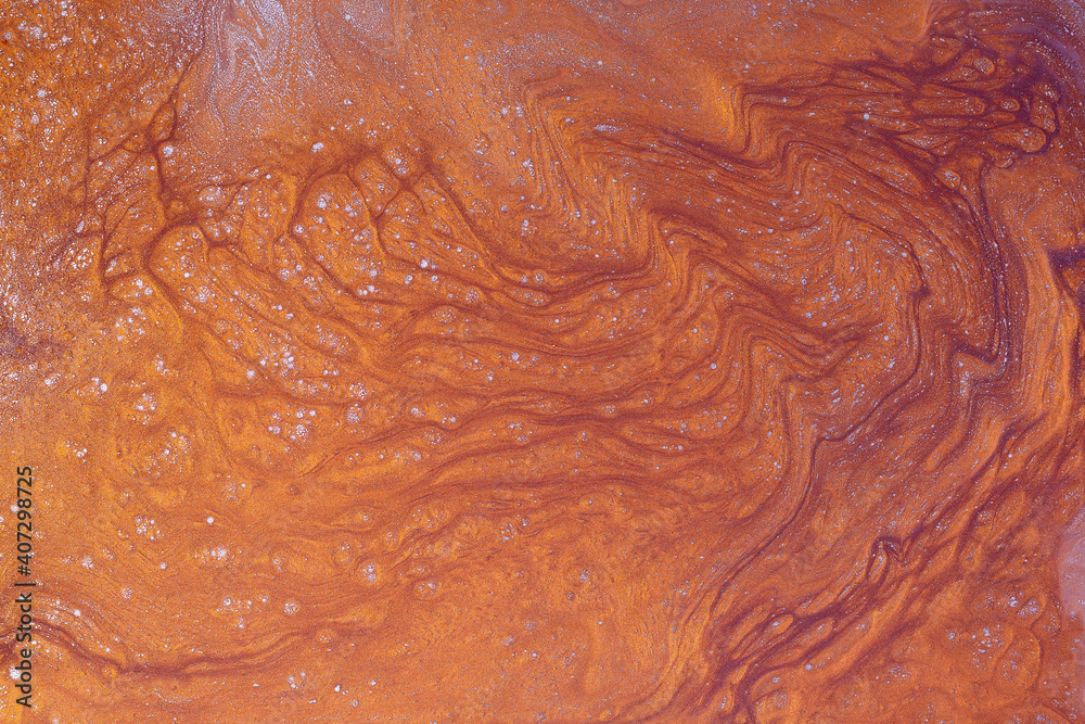 Fototapeta premium Abstract background texture, brown, liquid acrylic with the addition of gold glitter.