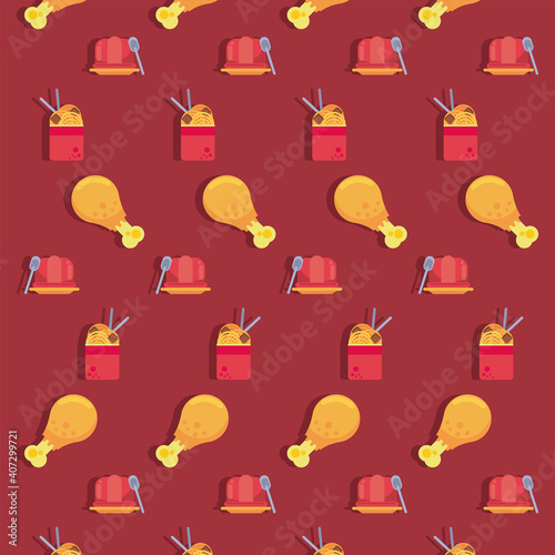pattern of street fast food set icons
