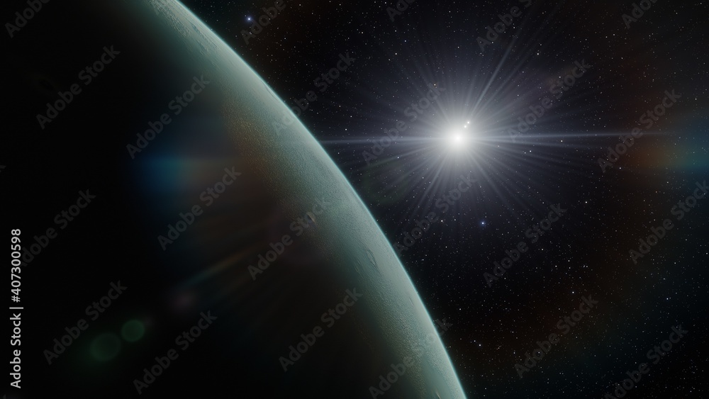 Planets and galaxy, science fiction wallpaper. Beauty of deep space. Billions of galaxy in the universe Cosmic art background 3d render
