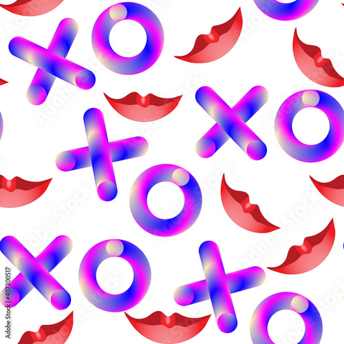 Seamless raster background for Valentine's Day. Neon lettering 