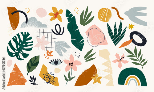 The huge set of hand drawn various shapes and doodle objects. Abstract contemporary modern trendy vector illustration. All elements are isolated