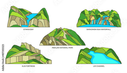 Set of Croatia natural landmarks, national parks