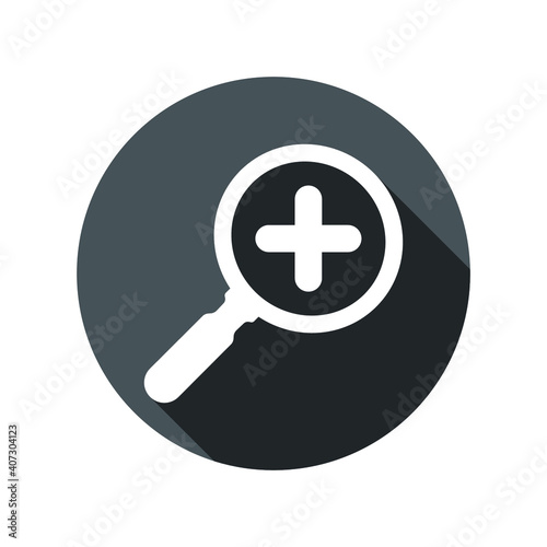 Zoom vector icon, magnify symbol. Plus sign