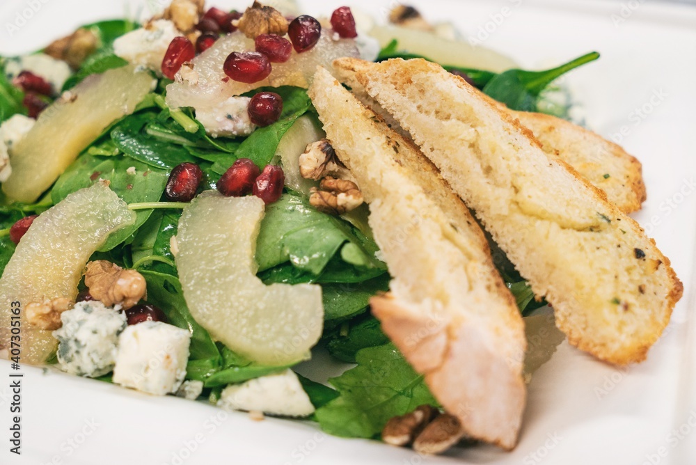 Pear Salad with Dried Cherries, Candied Walnuts and gorgonzola cheese. Caramelized pear salad Pear Salad with Dried Cherries, Candied Walnuts and gorgonzola cheese. Caramelized pear salad