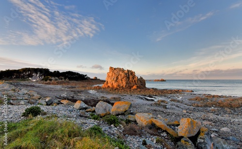 Beautiful seascape of the coast at Plougrescant in Brittany. France