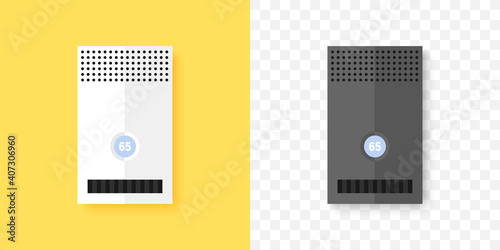 Air purifier. Sterilization of air. Antibacterial sterilizer. Solid particle and bacterial filter. Trendy design. Vector illustration