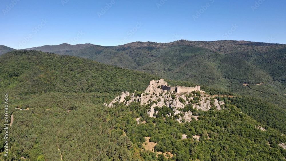 Châteaux cathares et haute-vallée de l'Aude vus du Ciel