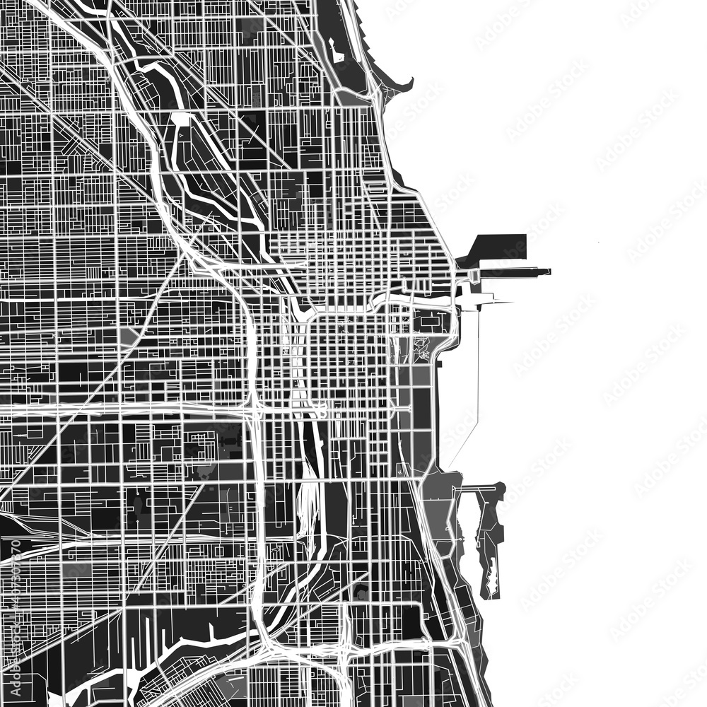 Obraz premium Chicago, UnitedStates dark vector art map