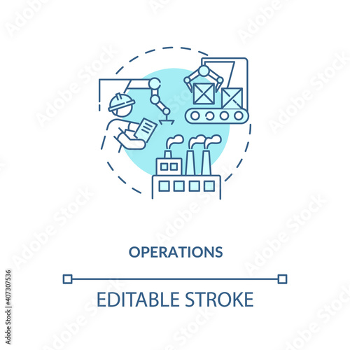 Operations optimization concept icon. Cost reduction measures idea thin line illustration. Business tool improvement. Budget economy. Vector isolated outline RGB color drawing. Editable stroke