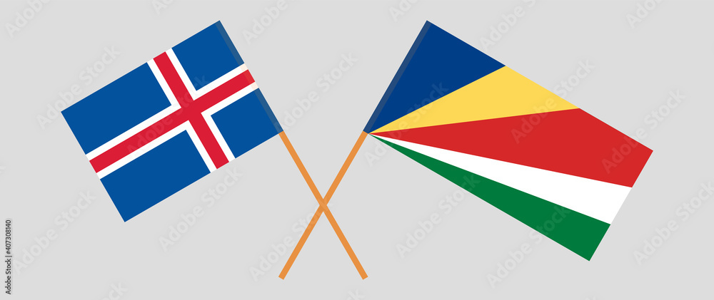 Crossed flags of Iceland and Seychelles