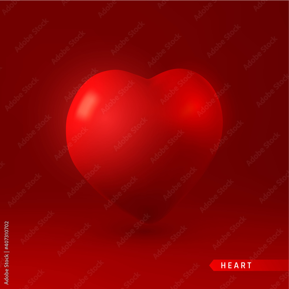 Red Heart. Love symbol isolated on gray background. Vector illustration