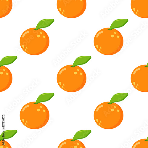 Juicy orange seamless pattern on white background vector for cards, banners, wrapping paper, posters, scrapbooking, pillow, cups and fabric design. 