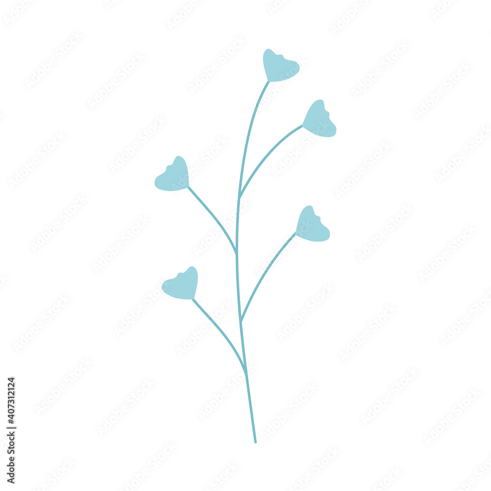 blue branch with beautiful flowers, colorful design blue branch with beautiful flowers, colorful design