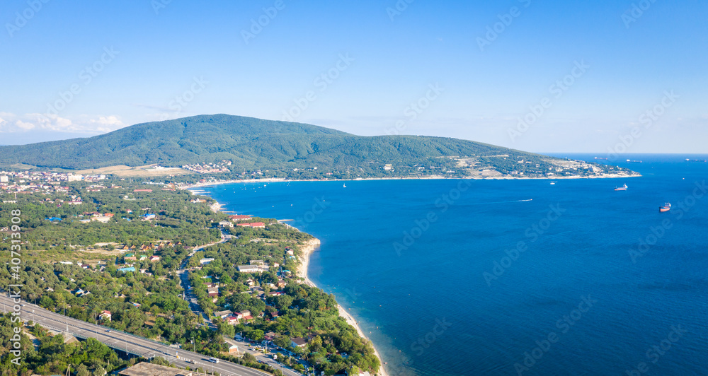 The Black Sea coast near Kabardinka on a sunny summer day. Russia