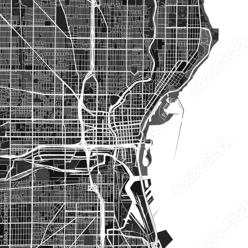 Milwaukee, UnitedStates dark vector art map