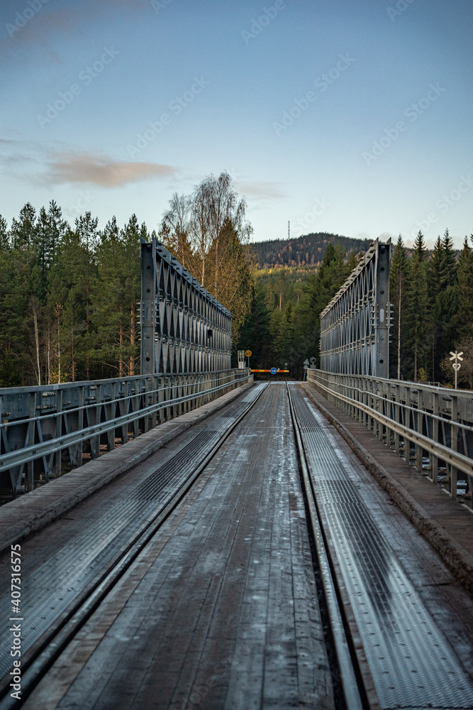 Bridge with train tracks on it in Sweden Bridge with train tracks on it in Sweden