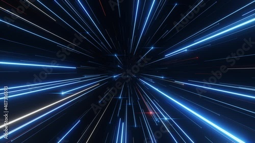 Colorful speed of light seamless loop animation of flying through space and then entering hyperspace.