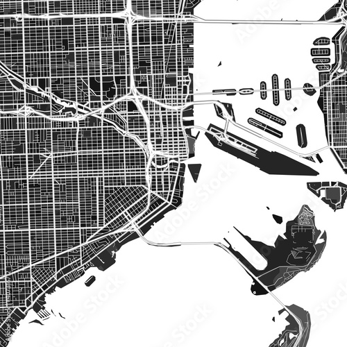 Miami, UnitedStates dark vector art map