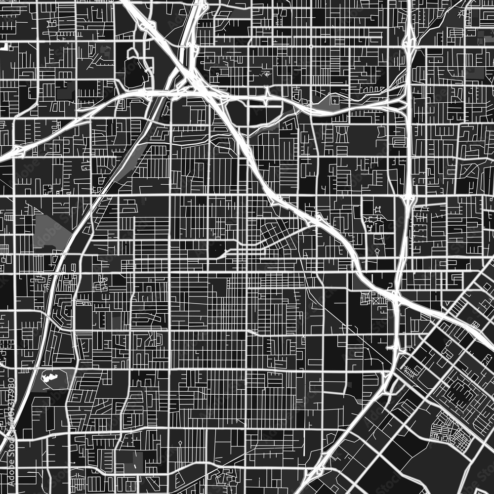 Fototapeta premium SantaAna, UnitedStates dark vector art map