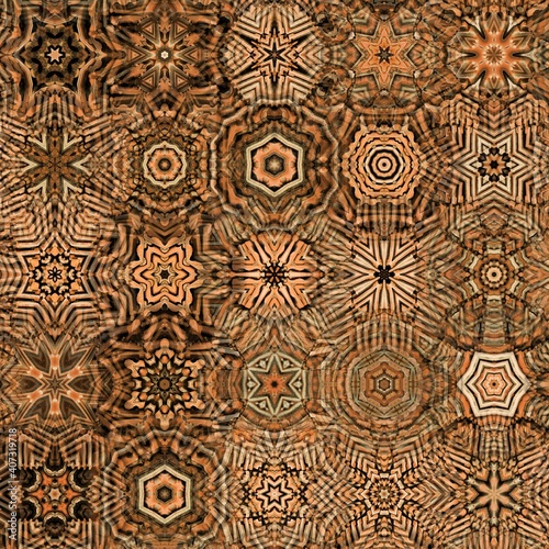 stack of traditional clay terracotta tiles patterns and 3D illustration designs