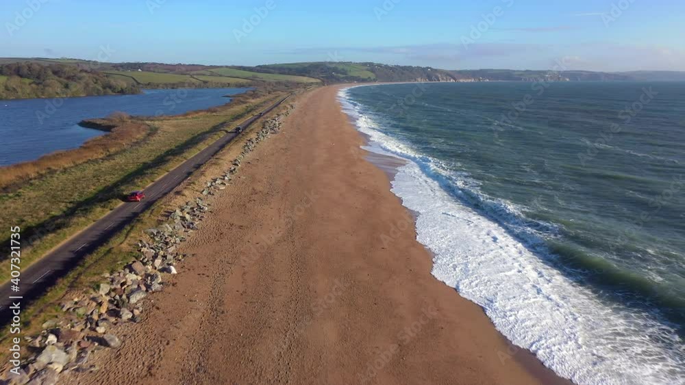 Aerial view of Slapton Sands, Devon, England Aerial view of Slapton Sands, Devon, England