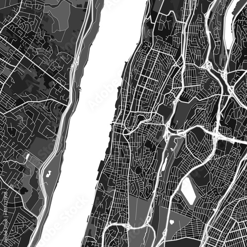 Yonkers, UnitedStates dark vector art map