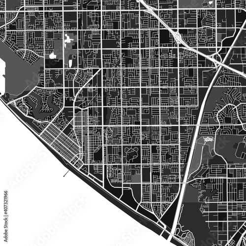 HuntingtonBeach, UnitedStates dark vector art map