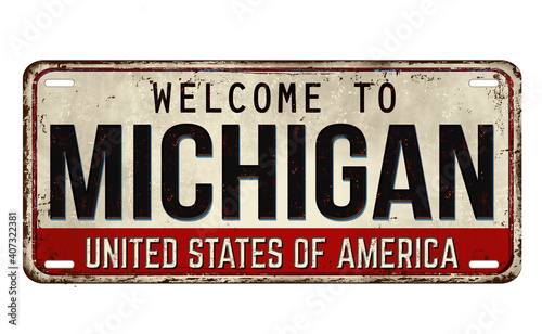 Wallpaper Mural Welcome to Michigan vintage rusty metal plate Torontodigital.ca