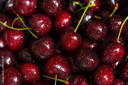 cherries on a plate.top view food