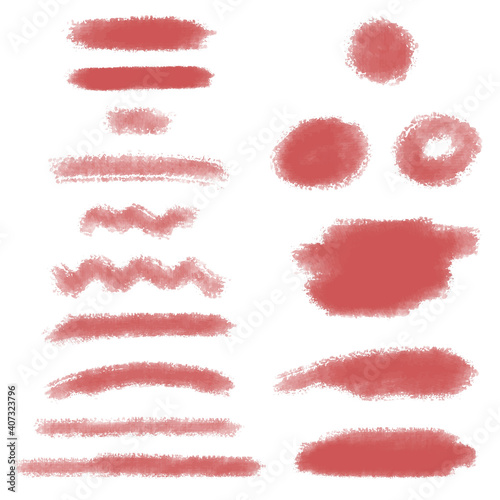 Pink hand drawn brush strokes, marker text highlighters, vector illustration