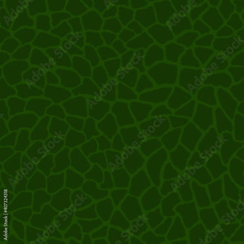 Giraffe skin color seamless pattern with fashion animal print for continuous replicate. Chaotic mosaic khaki pieces on green background. Wrapping paper, funny textile fabric print,design,decor