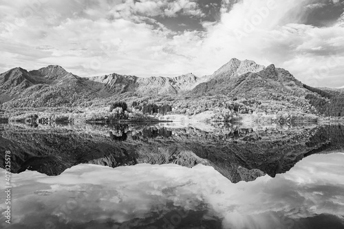 Reflection from mountains in the water