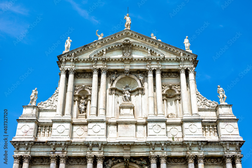 Facade of Santa Maria di Nazareth - Roman Catholic Carmelite church in Venice, Italy
