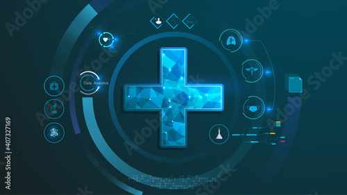 futuristic medical health care system artificial intelligence UI concept design template background eps 10 vector