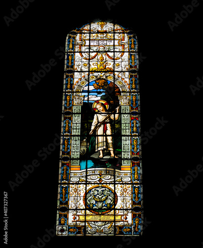 Beautiful mosaic inside a Catholic church in a small town Sombor, Serbia, Editorial shot taken on  24.03.2017.