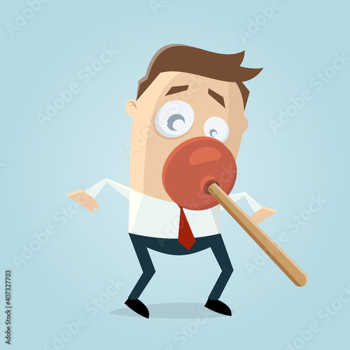 funny cartoon businessman with plump in his face