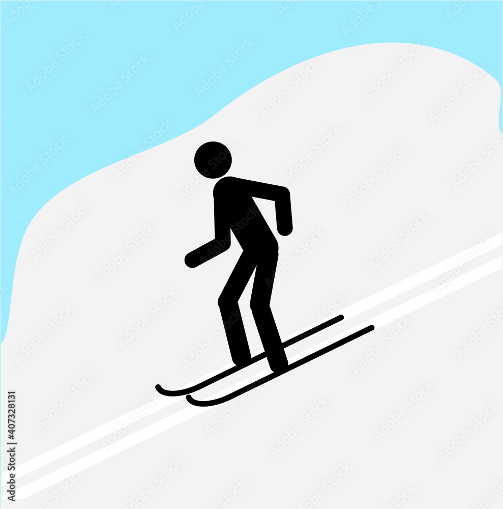 human figure sketch skiing, healthy lifestyle, winter sports