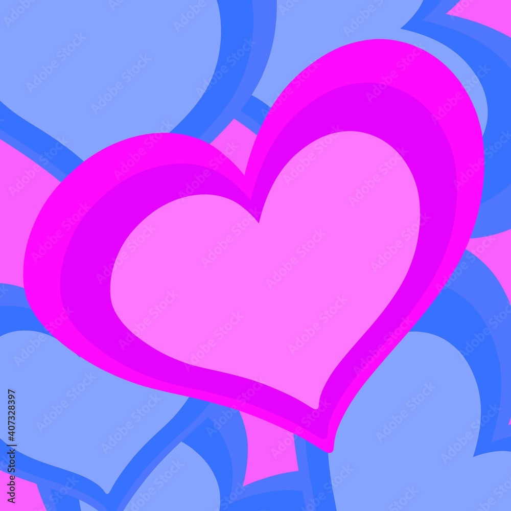 Beautiful purple, pink and blue hearts. Card for Valentine’s Day, wedding, birthday. Beautiful purple, pink and blue hearts. Card for Valentine’s Day, wedding, birthday.