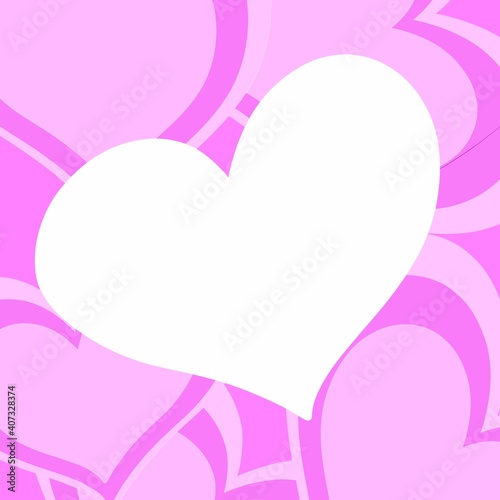 White heart on a pink background. Illustration for valentine's day, wedding, birthday.
