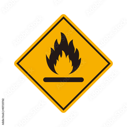 Flammable materials warning sign symbol