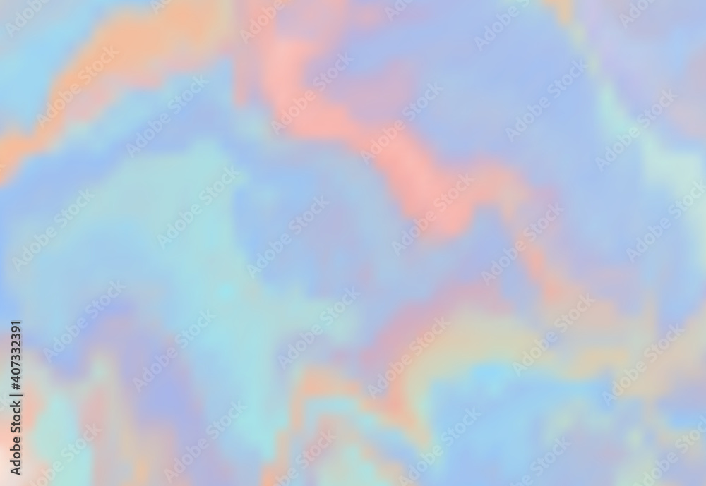 Delicate pastel blue and orange horizontal wavy marble background. Holographic vibrant colors watercolor texture for software, ui design, web, apps wallpaper, banner