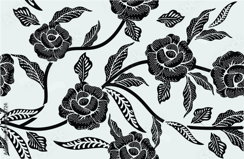 Indonesian batik motifs with very distinctive plant patterns