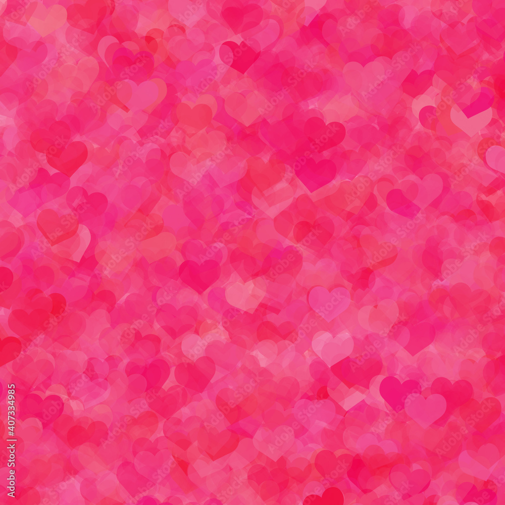 romantic valentine red pink abstract background with gradient bokeh hearts