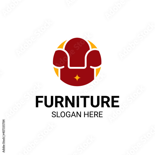 Modern Unique Furniture and Household with Sofa or Chair Icon Logo Vector Design Template Isolated.