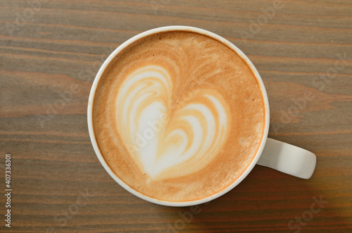 A cup of latte-art hot coffee 