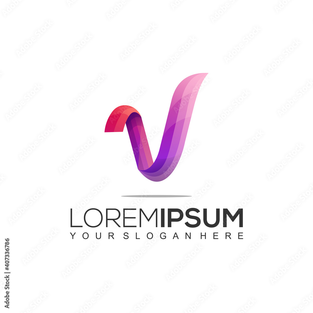Modern V Colorful Logo Design Template