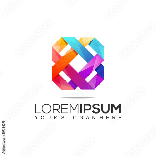 Modern Rectangular Colorful Logo Template
