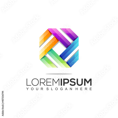 Modern Rectangular Colorful Logo Design Template